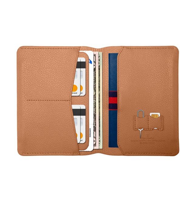 Portapasaporte Ambassador de color camel