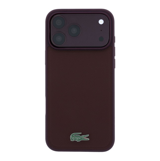 LACOSTE HC MAGSAFE PETIT PIQUE PVC LACQUER LOGO BURGUNDY IP18 PRO MAX