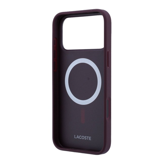 LACOSTE HC MAGSAFE PETIT PIQUE PVC LACQUER LOGO BURGUNDY IP18 PRO
