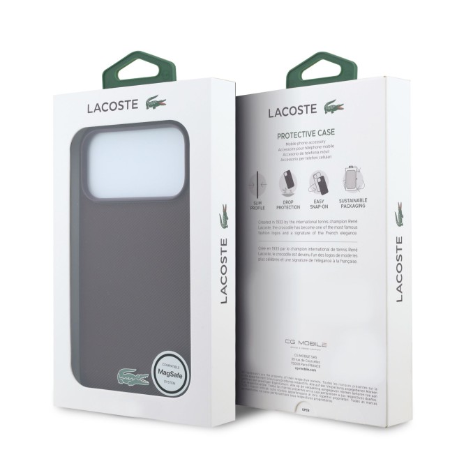 LACOSTE HC MAGSAFE PETIT PIQUE PVC LACQUER LOGO BURGUNDY IP18 PRO