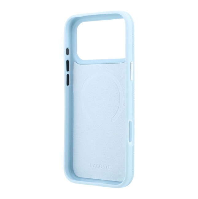 Lacoste case for iPhone 18 Pro/17 Pro with Magsafe stand Petit Pique (Light blue)