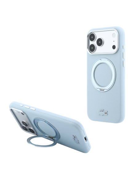 Lacoste case for iPhone 18 Pro/17 Pro with Magsafe stand Petit Pique (Light blue)