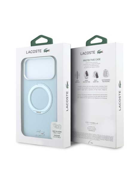 Funda Lacoste para iPhone 18 Pro/17 Pro con soporte Magsafe Petit Pique (Azul claro)