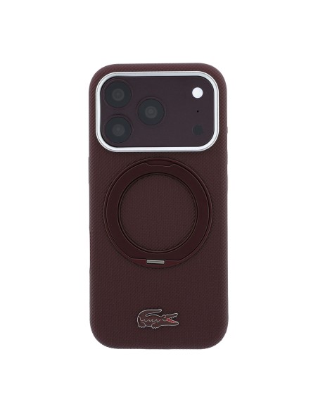 Funda Lacoste para iPhone 18 Pro/17 Pro con soporte Magsafe Petit Pique (Burdeos)