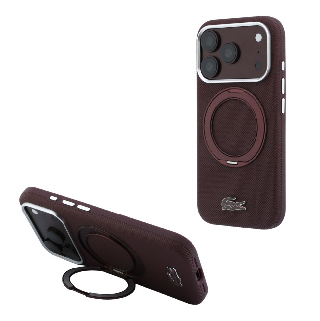 Funda Lacoste para iPhone 18 Pro/17 Pro con soporte Magsafe Petit Pique (Burdeos)