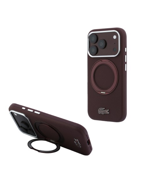 Funda Lacoste para iPhone 18 Pro/17 Pro con soporte Magsafe Petit Pique (Burdeos)
