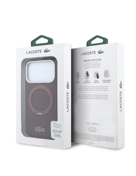 Funda Lacoste para iPhone 18 Pro/17 Pro con soporte Magsafe Petit Pique (Burdeos)
