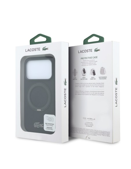 Lacoste case for iPhone 18 Pro/17 Pro with Magsafe stand Petit Pique (Black)