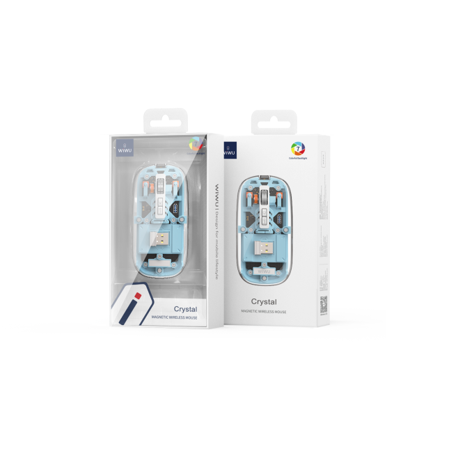 Wireless Mouse Magnetic Crystal Dual Bluetooth + 2.4G 3 Modes WM105 Blue