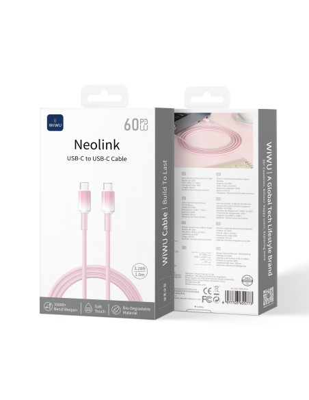 Neolink Cable C-C de Silicona 60W 100CM Rosa