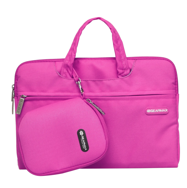 Maletín con neceser Campus Slim de 13.3" para portátil de color fucsia