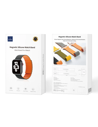 38/40/41mm Negro + Naranja Correa Magnética Silicona iWatch