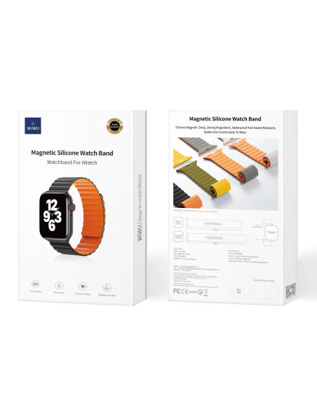 38/40/41mm Negro + Naranja Correa Magnética Silicona Apple Watch