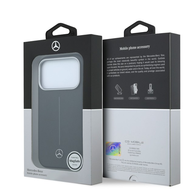 Funda Mercedes-Benz para iPhone 18 Pro/17 Pro con MagSafe, efecto cuero (Negro)