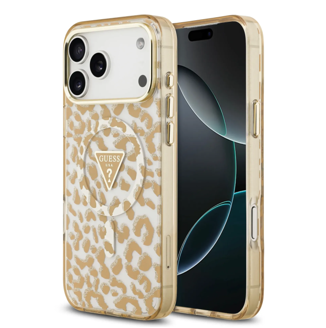 Funda GUESS para iPhone 18 Pro Max/17 Pro Max con MagSafe y estampado de leopardo (Camel)