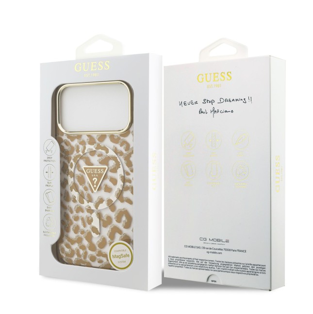 Funda GUESS para iPhone 18 Pro Max/17 Pro Max con MagSafe y estampado de leopardo (Camel)