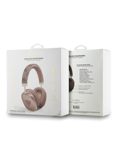 Cascos Bluetooth GUESS ENC y logotipo triangular (Marrón)