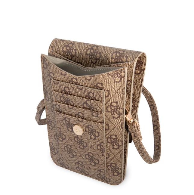 GUESS – Brown Universal Phone Pouch with 4G Logo and Strap
