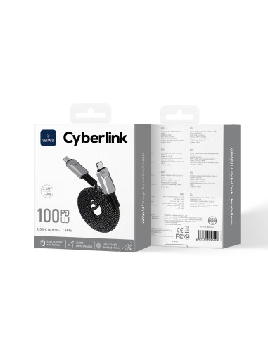 USB-C to USB-C Magnetic Nylon Cable 100W Cyberlink (1 m)