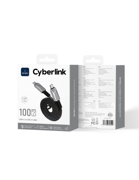 USB-C to USB-C Magnetic Nylon Cable 100W Cyberlink (1 m)