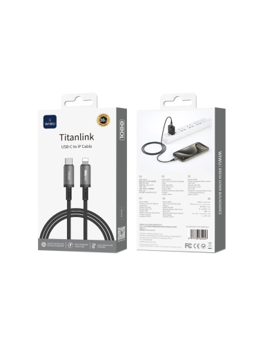 30W USB C-L 1 Meter TitanLink Series Charging Cable Gray