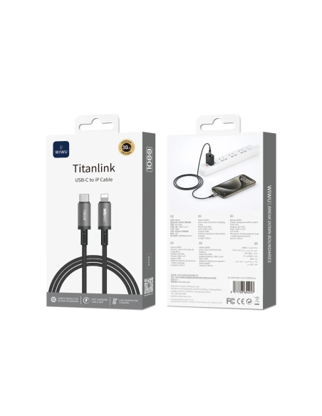 30W USB C-L 1 Meter TitanLink Series Charging Cable Gray