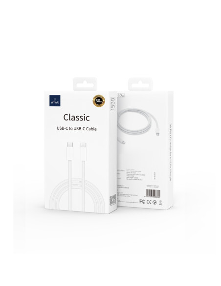 60W USB C-C Fast Charging Cable Classic Braided White
