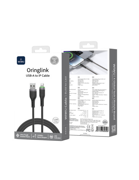Cable USB-A a Lightning USB 2,4 A Trenzado Oringlink (1 m)