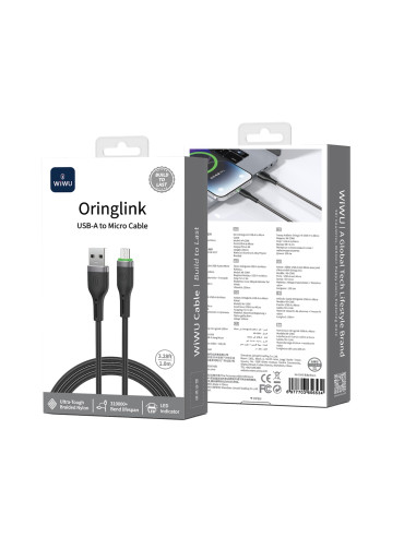USB-A to Micro USB Braided Cable 2.4A Oringlink (1 m)