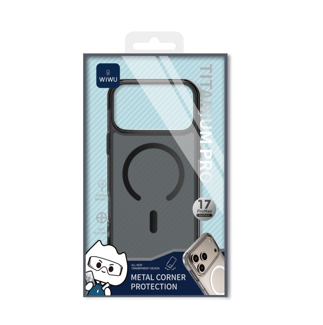 Funda iPhone 17/18 Pro MagSafe Transparente Negro Titanium | WiWU