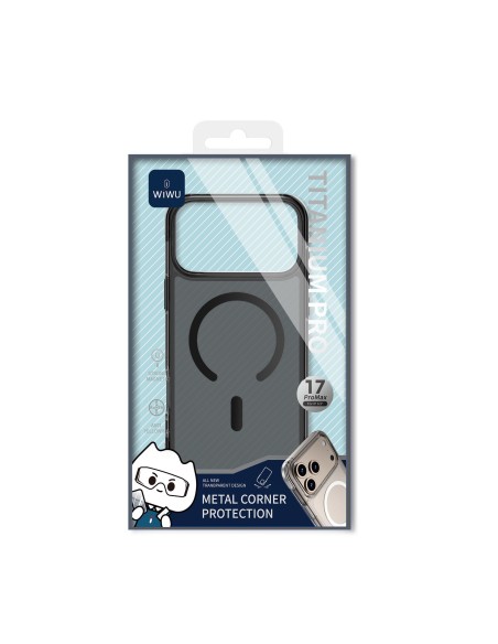 Funda iPhone 17/18 Pro MagSafe Transparente Negro Titanium | WiWU