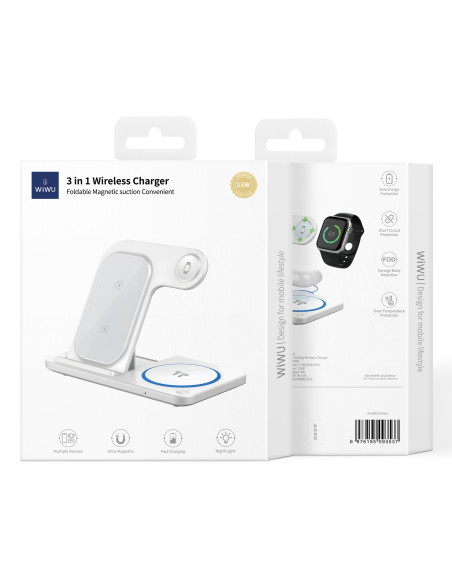 Cargador Inalámbrico Plegable 3 en 1 15W