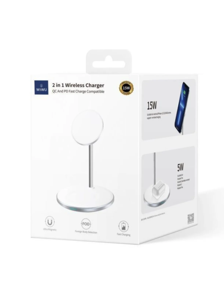 Cargador inalámbrico 2 en 1 de 15 W