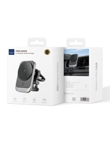 Cargador inalámbrico magnético para coche de 15 W, color negro