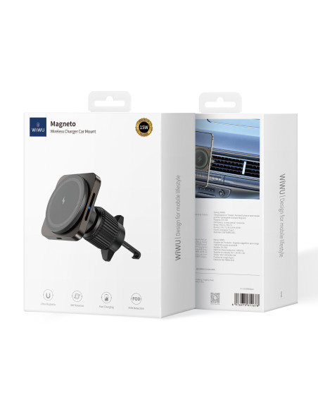 Black Wireless Magnetic Car Charger Holder
