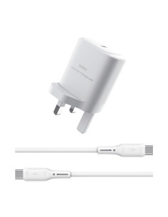 Cargador rápido Essen de 30 W GaN con cable CC (enchufe británico)