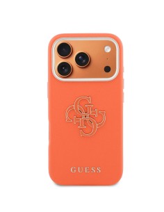 Funda GUESS para iPhone 17 Pro Max/18 Pro Max acabado texturizado y logotipo 4G (Naranja) 2