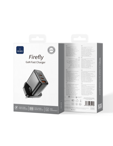 Firefly 65W GaN Fast Charger USB A+2C with Digital Display – UK Plug