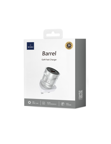 GaN Barrel 35W QC+PD Fast Charger UK Plug