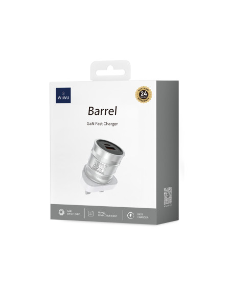 GaN Barrel 35W QC+PD Fast Charger UK Plug