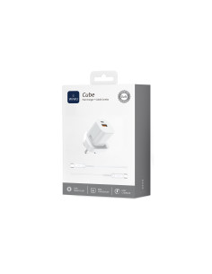 Cargador rápido GaN Cube de 33 W USB C+A con cable C-C (enchufe británico)