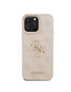 Funda GUESS para iPhone 16 Pro Max efecto piel y logotipo 4G (Rosa) 2