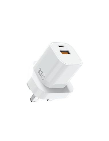 33W GaN Cube Fast Charger USB C+A – UK Plug