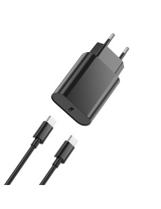 Cargador rápido PD de 20 W + cable C a C, enchufe UE negro