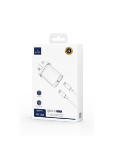 Cargador rápido PD de 20W con enchufe británico y cable C a C