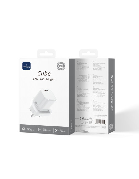 33W GaN Cube USB-C Fast Charger – UK Plug