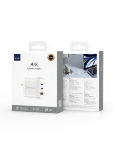 Cargador rápido WiWU Ark 65W GaN QC+PD 2 USB-C/1 USB-A