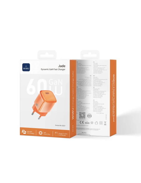 60 W GaN Fast Charger with USB-C AVS (Orange)