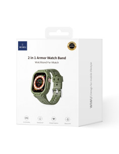 Correa 2 en 1 para Apple Watch con funda protectora de 41/45 mm, color verde militar