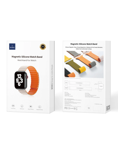 38/40/41mm Blanco + Naranja Correa Magnética Silicona iWatch